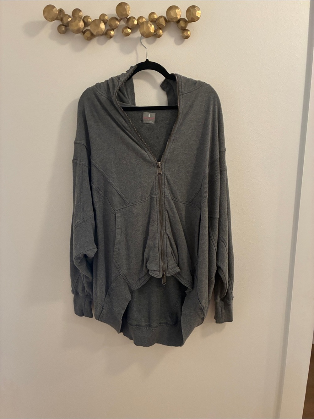 Oversized Hooded Zip Cardigan in Charcoal Gray